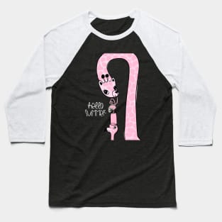 Pink giraffe flamingo illustration Baseball T-Shirt